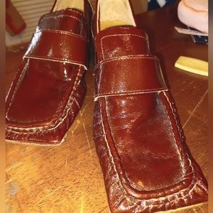Miista Handmade Patent Brown Loafers Size 38 or 7.5